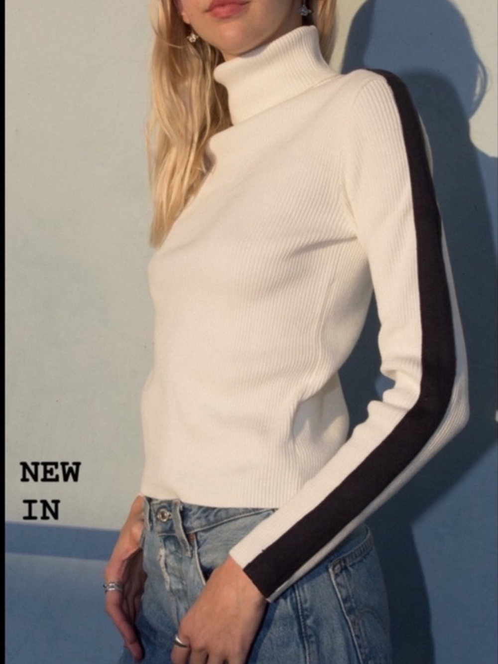 Brandy Melville Navy Stripe Danielle turtleneck